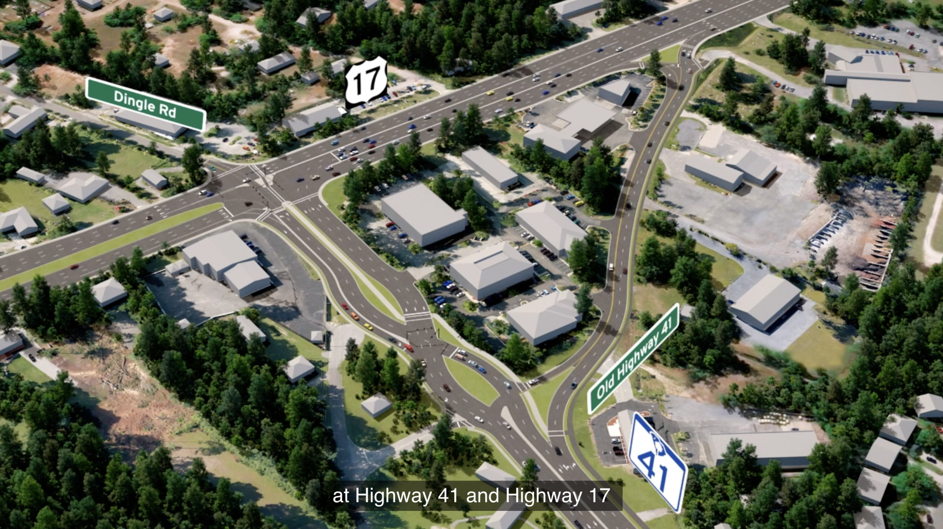 Intersection of highways 41 and 17 under Alternative 1